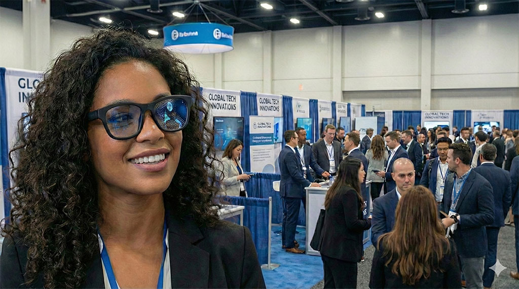 A tablet showing a sign language avatar on a desk in an office.