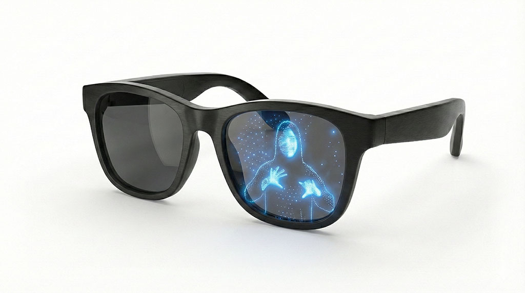 A tablet showing a sign language avatar on a desk in an office.