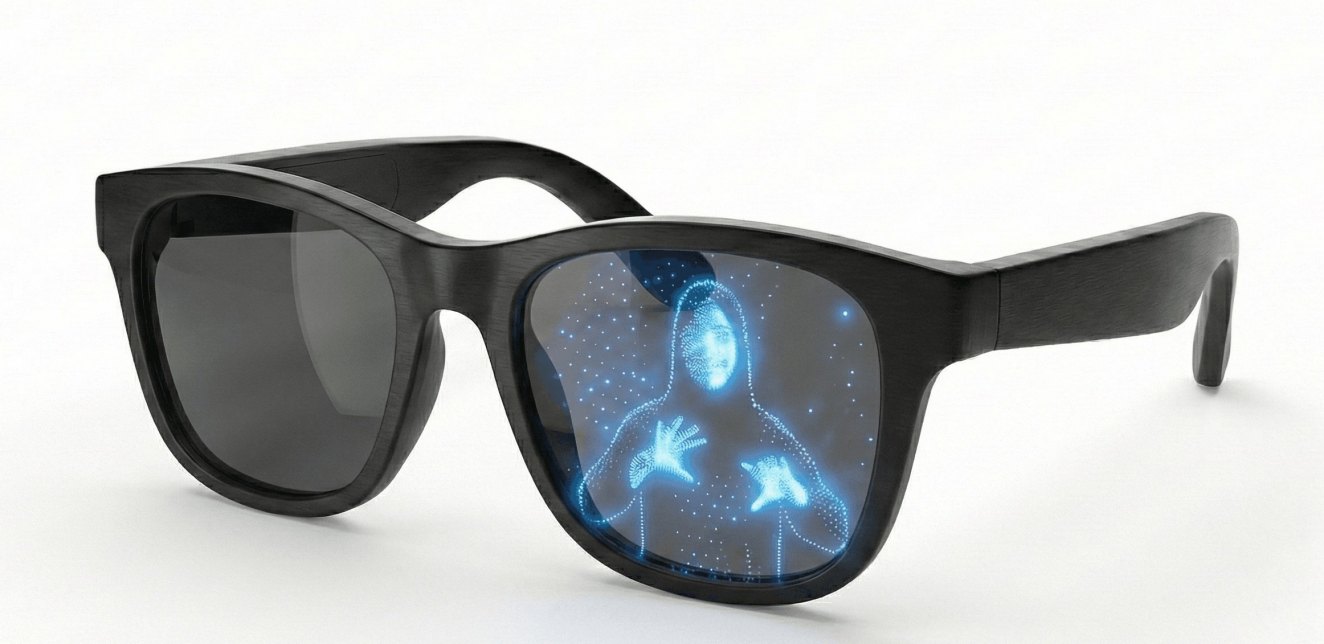 A tablet showing a sign language avatar on a desk in an office.